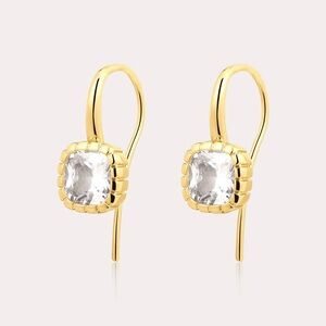 LUV AJ THE CLASSIQUE CUSHION HOOK CZ EARRINGS in Gold NEW